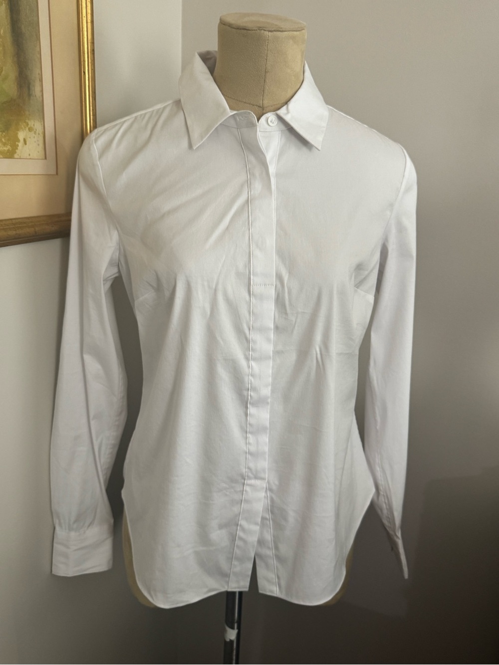 Spanx White Cotton/Nylon/Elastane No Gape Shirt Size Small